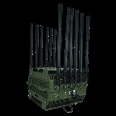 High Power 590W 12 Band Anti Drone System with 0.5-1KM Range UAV Jammer for Vehicle FPV Signal Blocking