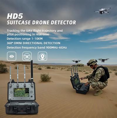 Full-Band Mobile Airspace Security Solution Handheld Drone Detector 0~5km Range >30 Drones Tracking for UAV/FPV/DJI